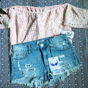 Distressed jean denim shorts Low Rise Harmony Havoc